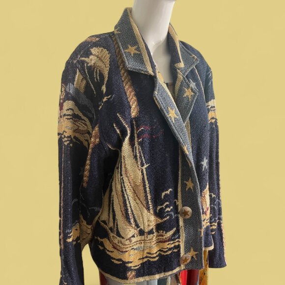 NAUTICAL ALL COTTON JACKET - STUNNING ! VINTAGE - Picture 1 of 3